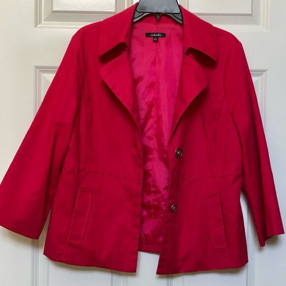 RAFAELLA WOMEN'S JACKET BLAZER SIZE L FUSCHIA COLLARED TWO BUTTONS CLOSURE - Picture 5 of 9